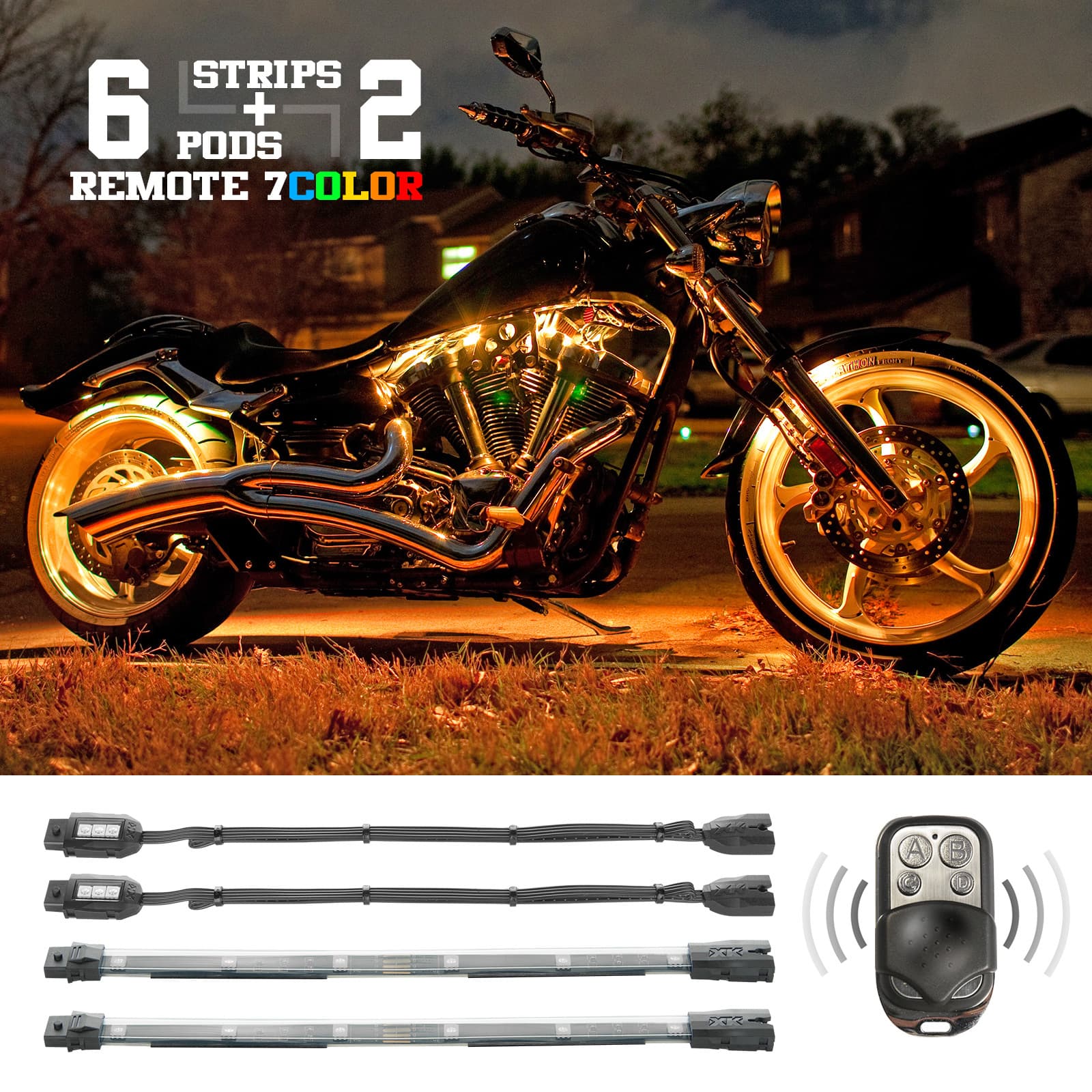 Multi-color Motorcycle LED Accent Light Kit w/Remote Key Fob - Image 5