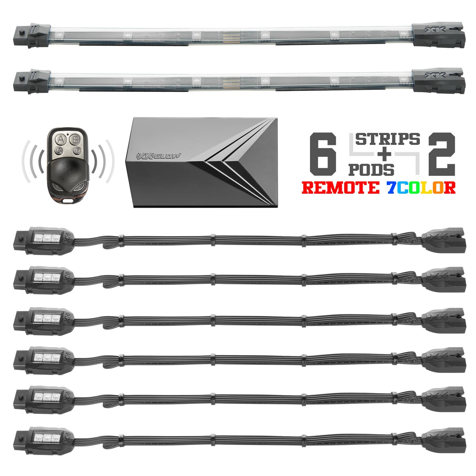 Multi-color Motorcycle LED Accent Light Kit w/Remote Key Fob - Image 2