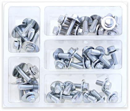 8MM HEX FLANGE BOLT ASSORTMENT W/16MM WASHER 40 PIECE KIT - Image 2