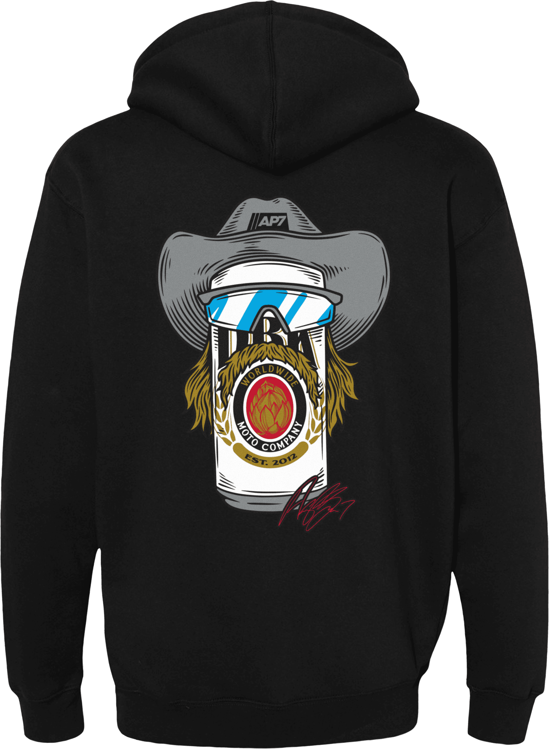 Stache Mullet Moto Hoodie - Image 2