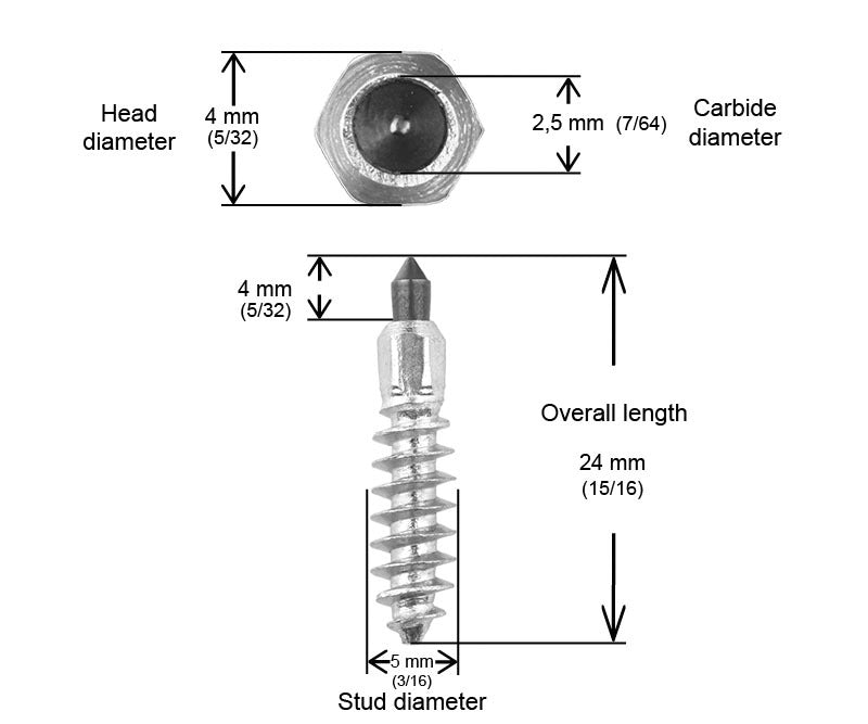 11MM STANDARD SCREW STUDS QTY 100