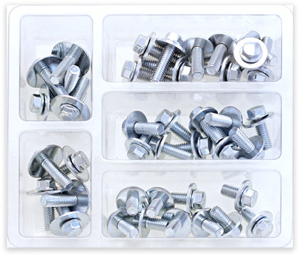 8MM HEX FLANGE BOLT ASSORTMENT W/16MM WASHER 40 PIECE KIT