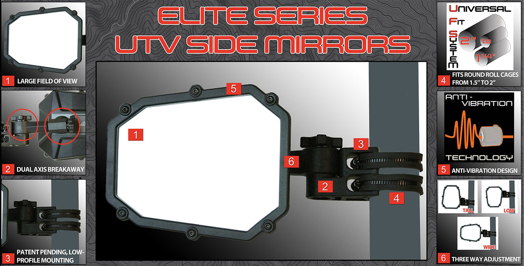 ATV TEK UTVMIR-ES1 Elite UTV Deluxe Single Side Mirror