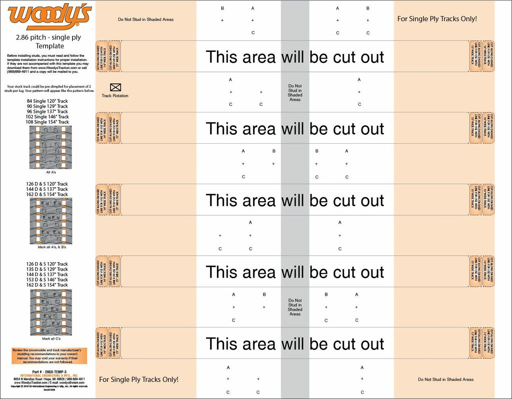 2.86" Pitch Single Ply Template