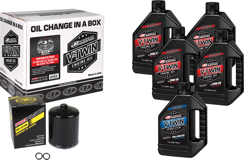 Maxima Racing Sportster Synthetic 20W-50 Complete Oil Change Kit